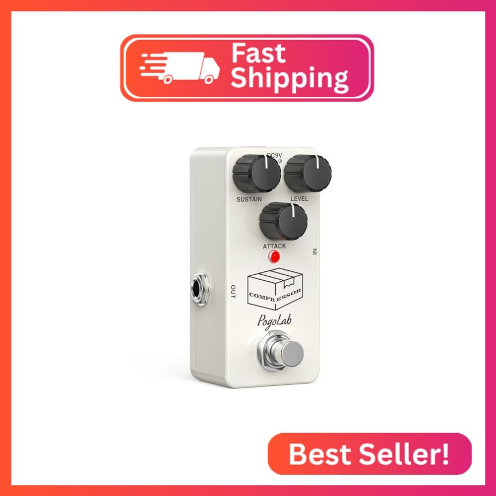 Pogolab Compressor Pedal, Guitar Pedal Compressor, Mini Compressor Pedal for Ele