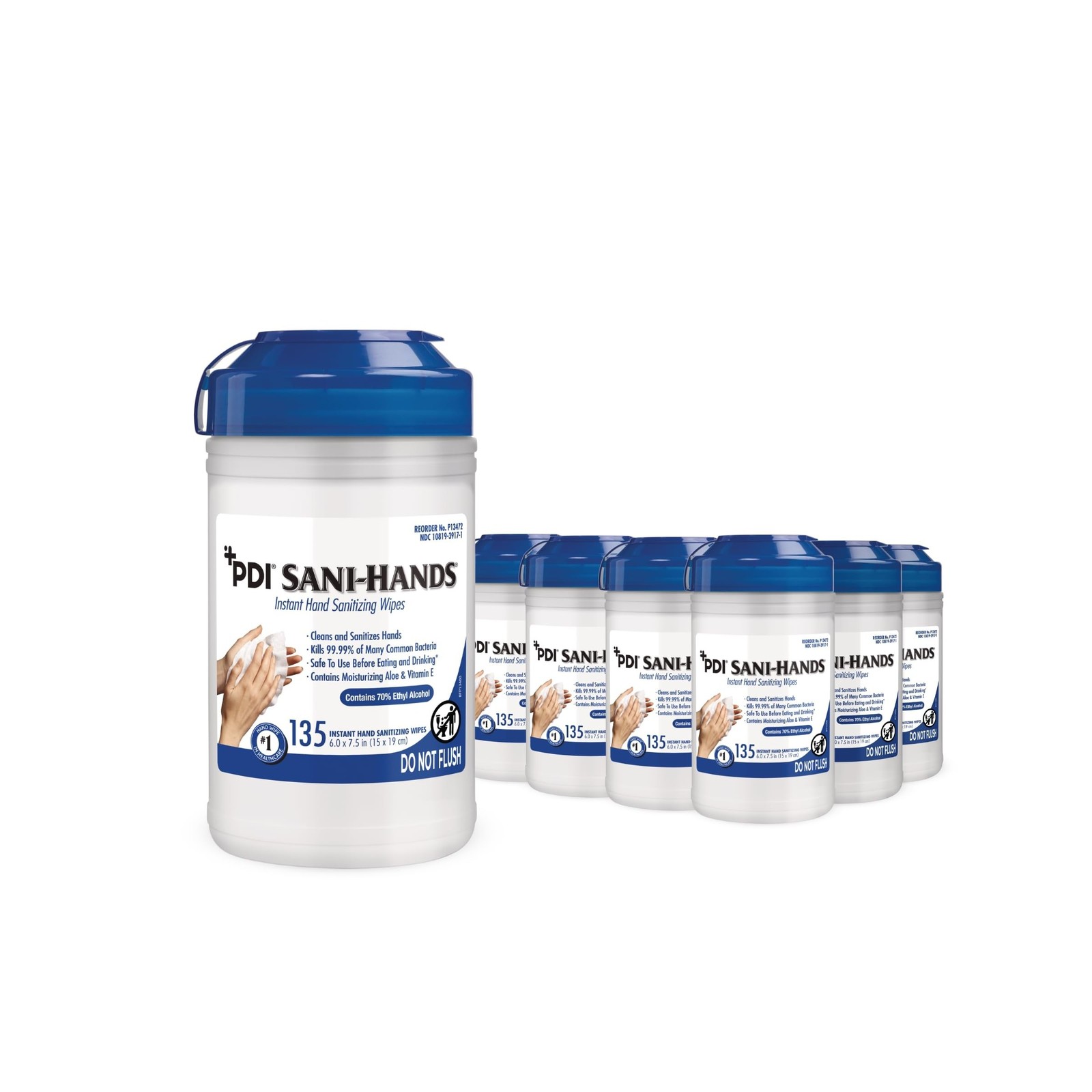 Sani-Hands Instant Hand Sanitizing Wipes, Medium Canister, Case of 12 Caniste...