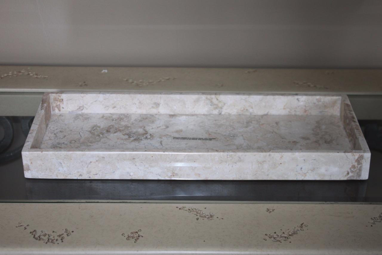 GENUINE MARBLE XL RECTANGLE GUEST TOWEL VANITY TRAY 16" -BEIGE/CREAM/PEACH- NEW