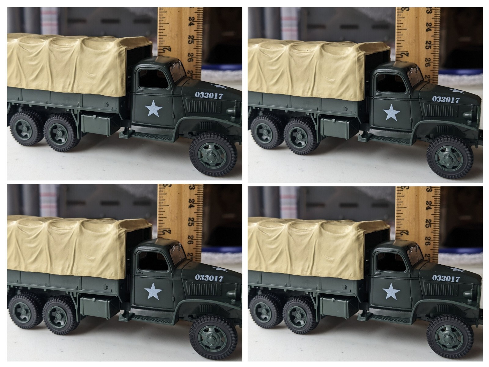 Qty-4 of 1:48 O Scale Cargo Troop Truck CCKW-353 U.S. Army WWII Vietnam