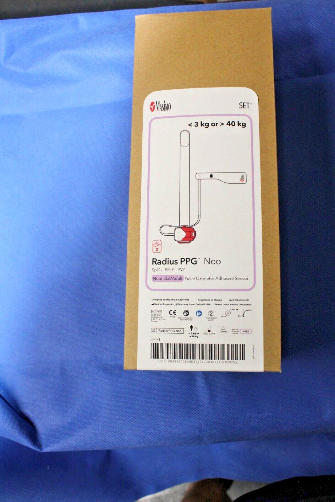 MASIMO 4585 RADIUS PPG NEO ADH SENSOR, 20/BOX