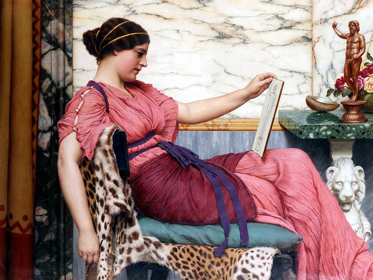 An Amateur J. Godward woman girl beauty Tile Mural Backsplash Art Marble Ceramic
