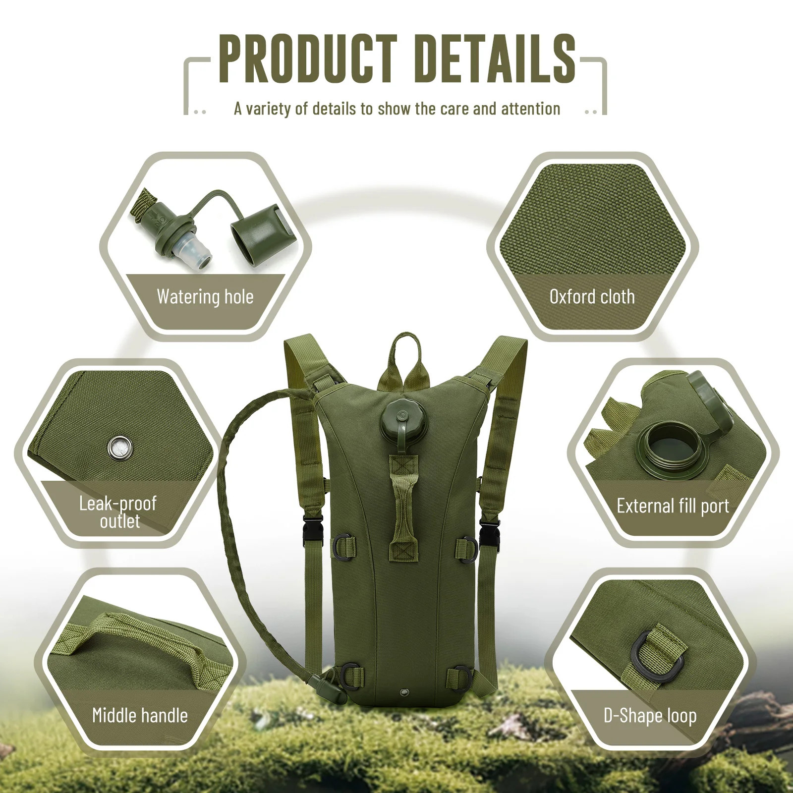 3L Water Bladder Hydration Backpack Hiking Camping Bag Tactical Molle Daypack