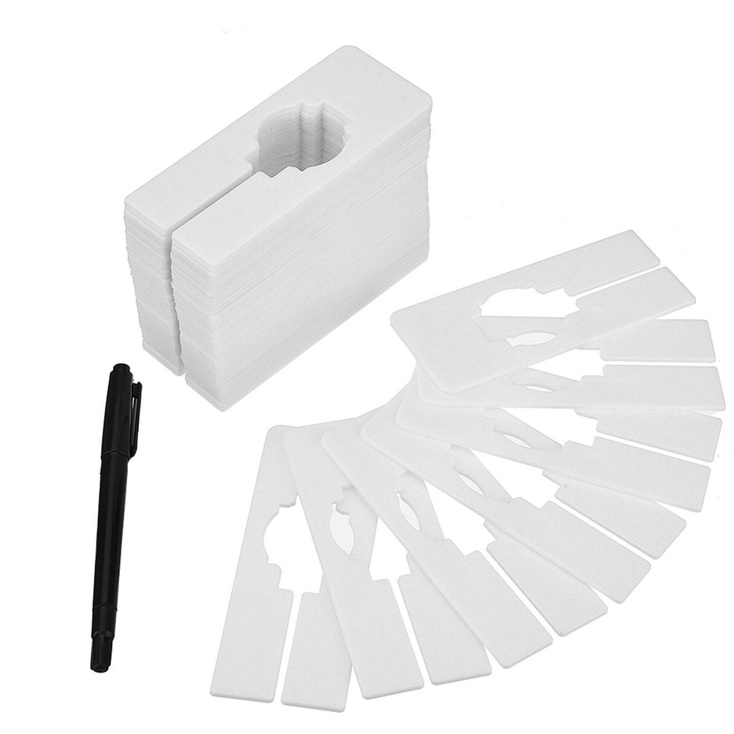 50 Pack Closet Rack Dividers Rectangular with a Marker Pen White Clothing Han...