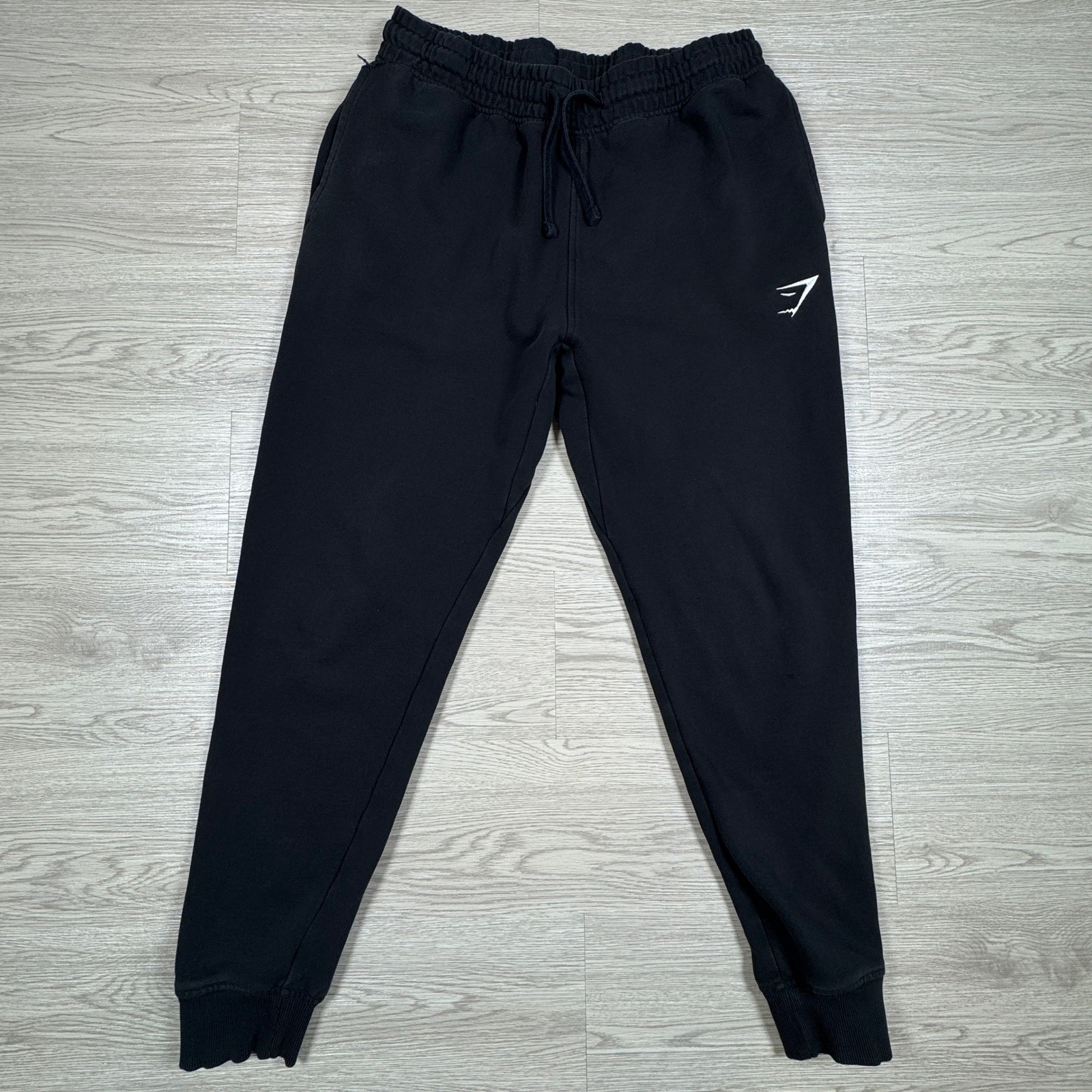 Gymshark Mens Sweatpants Joggers Black Medium Logo Drawstring Fleece