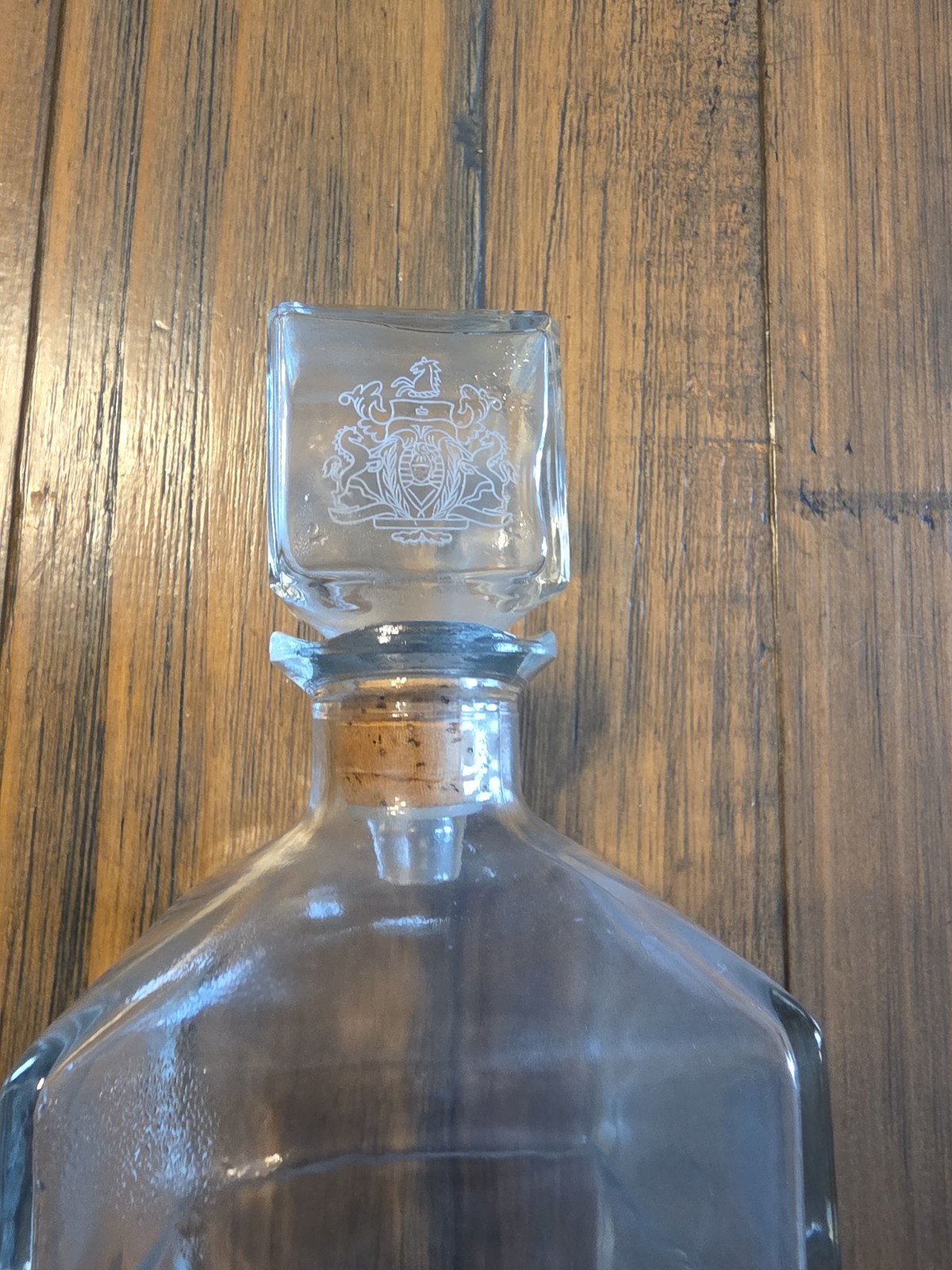 Vintage Whiskey Decanter with Logo on Stopper