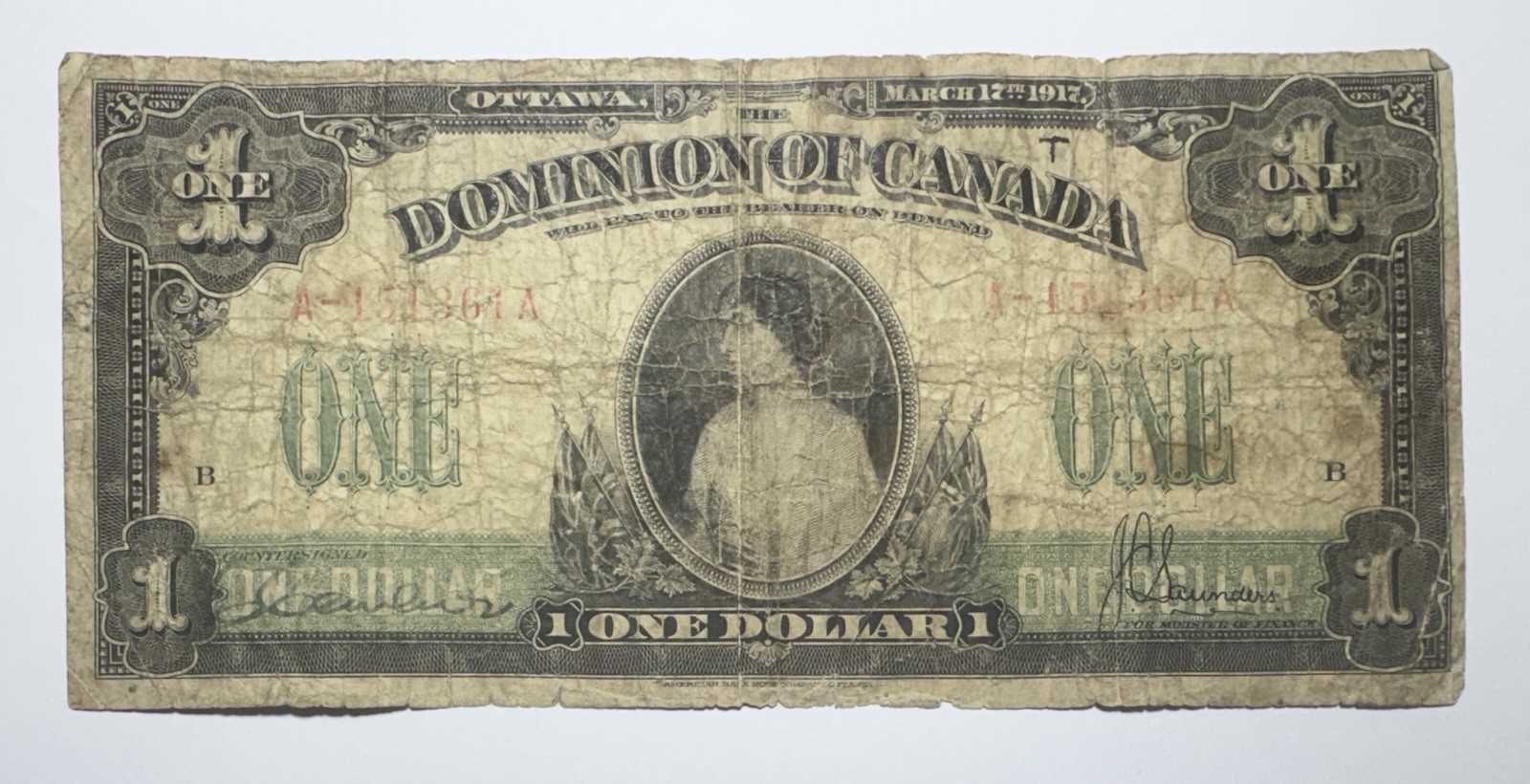 1917 $1 Dominion of Canada Large Size Note