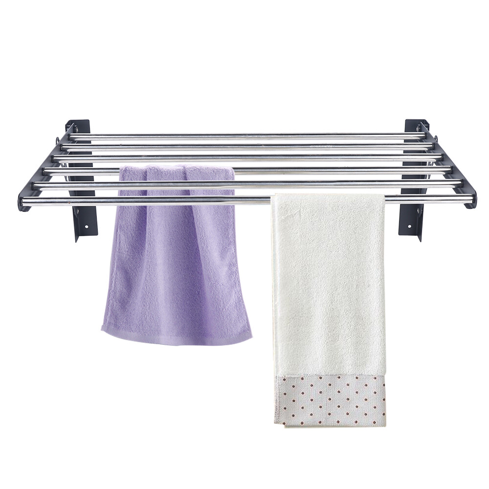 Wall Mounted Clothes Drying Rack Laundry Holder Shelf Folding Dryer Hanger-60cm