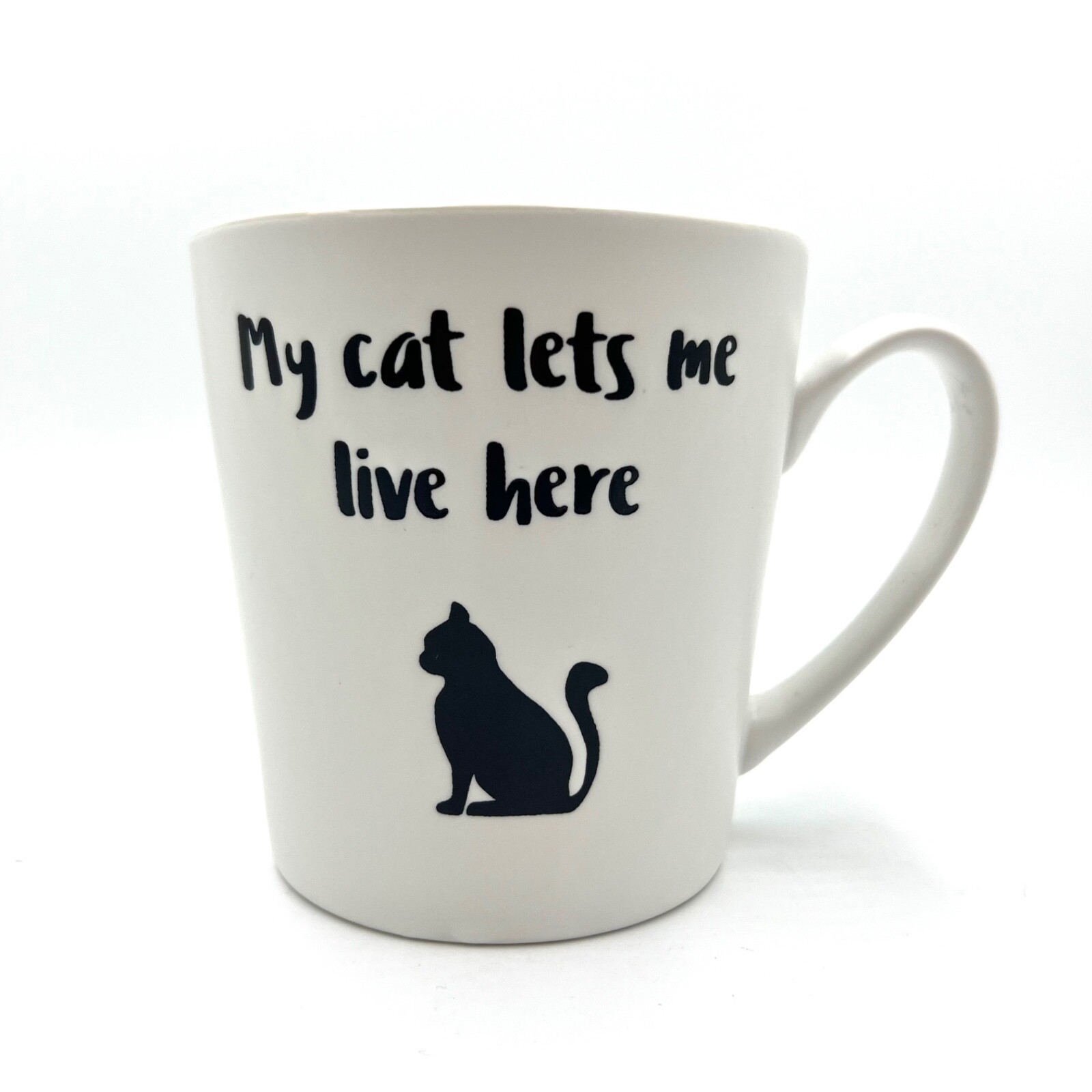 Prima Design My Cat Lets Me Live Here Mug 16 oz White/Pale Blue Cat Lover