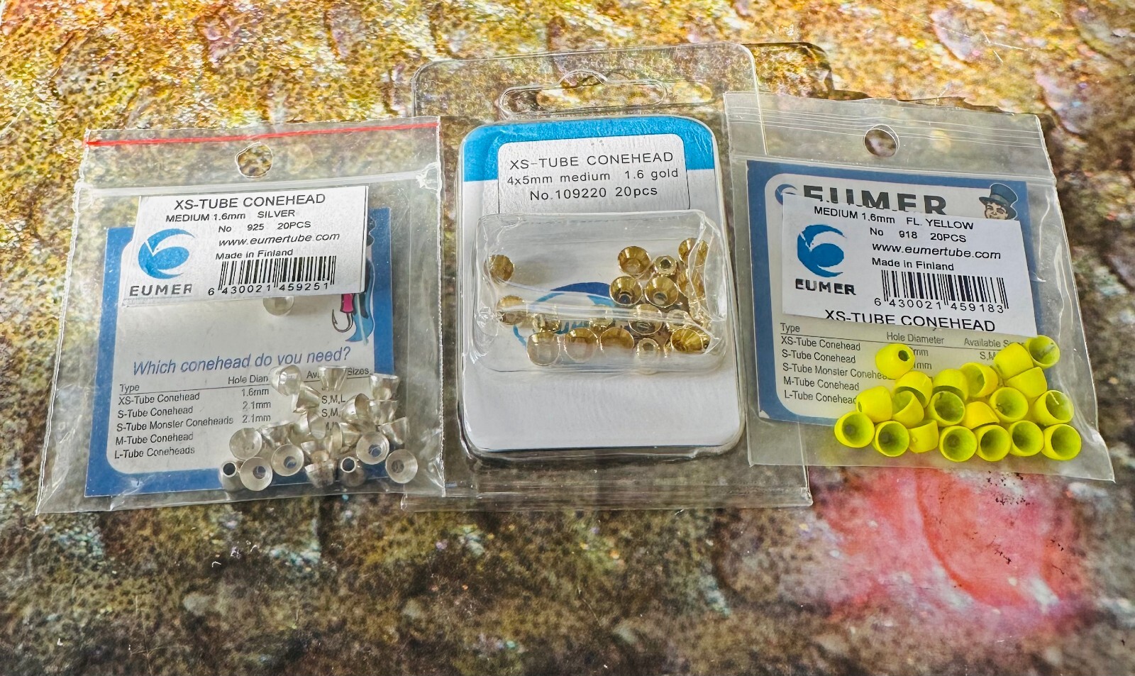 Eumer Packs of 20 Brass Salmon Tube Fly XS Coneheads for Fly Tying All Colours