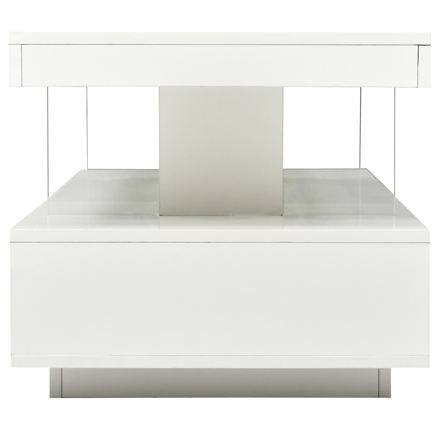 High Gloss LED Coffee Table Modern Side End Table w/ LED Lights & 2 Drawers US