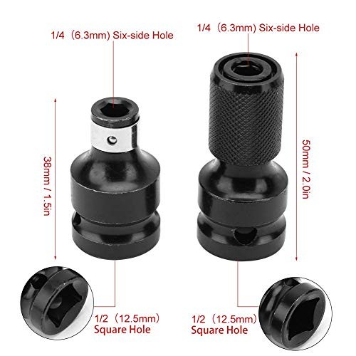 Hex Female Socket Adapter, 2 PCS 1/2 to 1/4 Telescopic Socket Adapter For