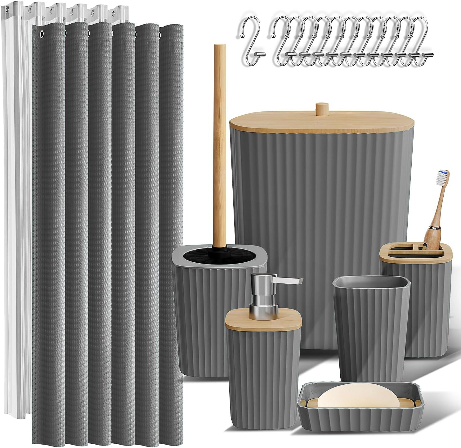 Bathroom Accessories Set - Bathroom Set, Bathroom Accessory Set, Shower Curtain