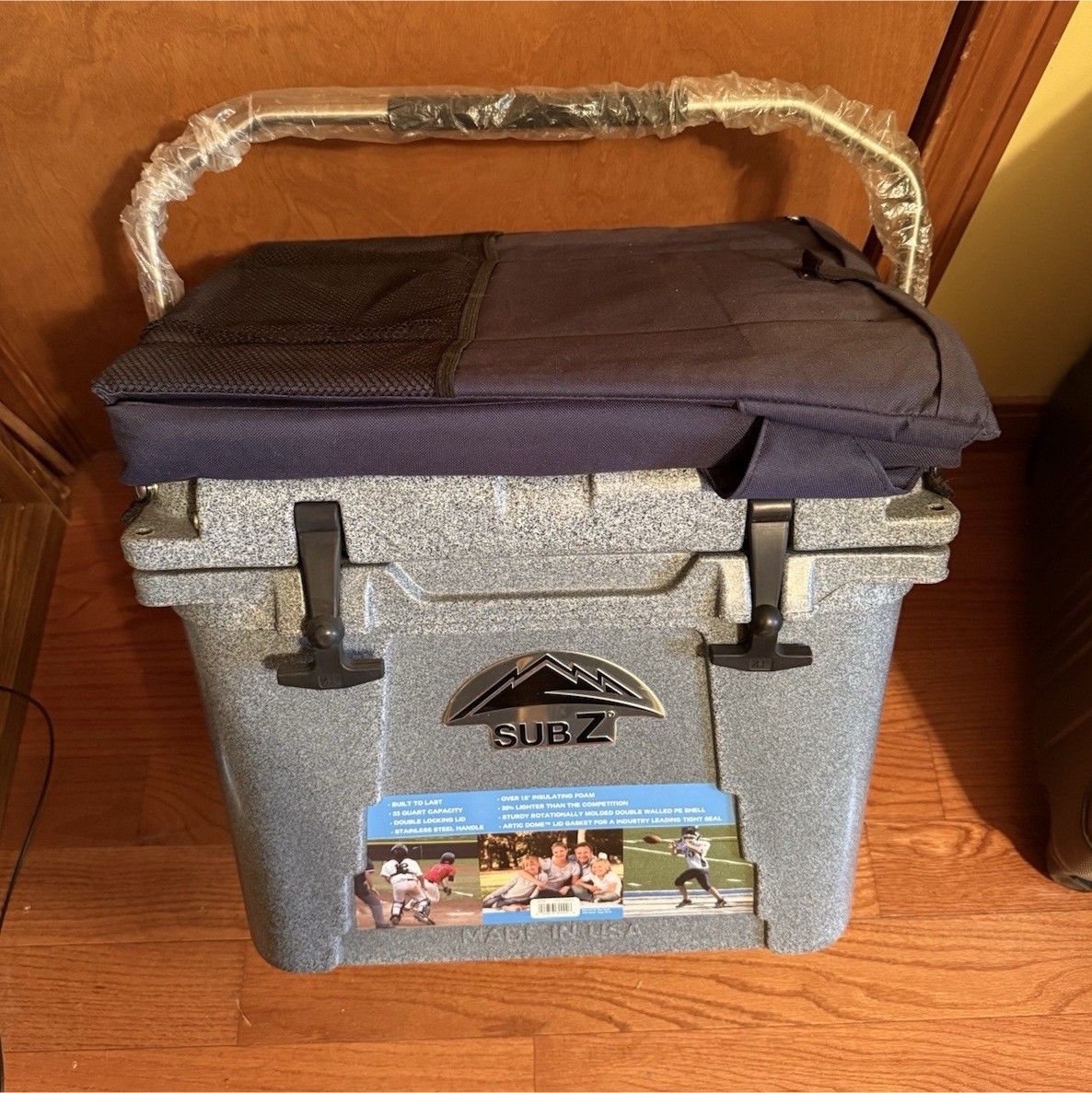 Sub Z 23 qt Gray Cooler Box Double Locking Lid Stainless Steel Handle