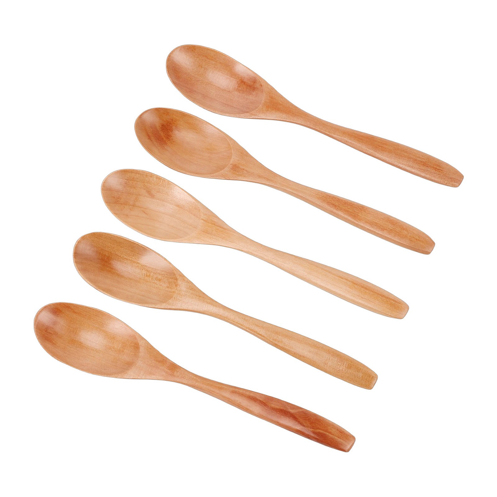 5 Wooden Honey Spoons Durable Serving Set For Kitchen Use