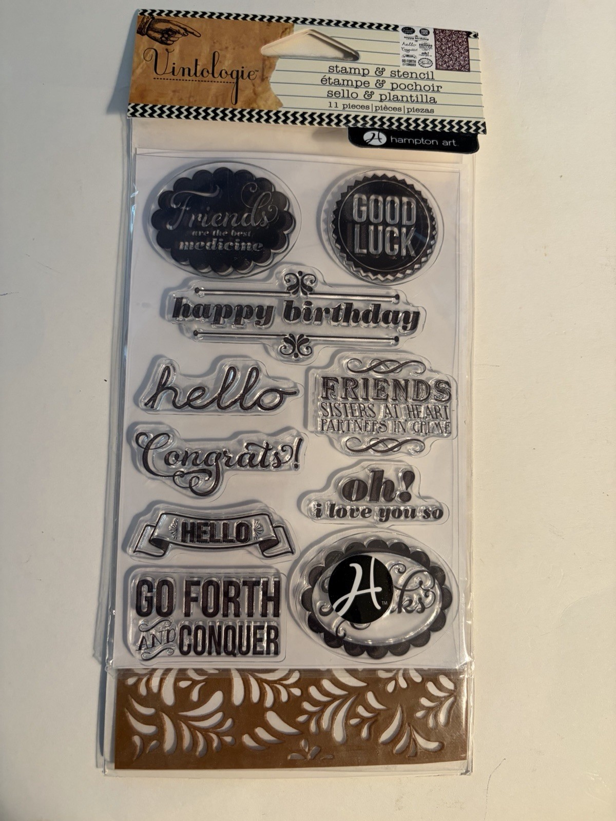 Hampton Art Stamp And Stencil Set.  Ontologies  Words If Encouragement  New