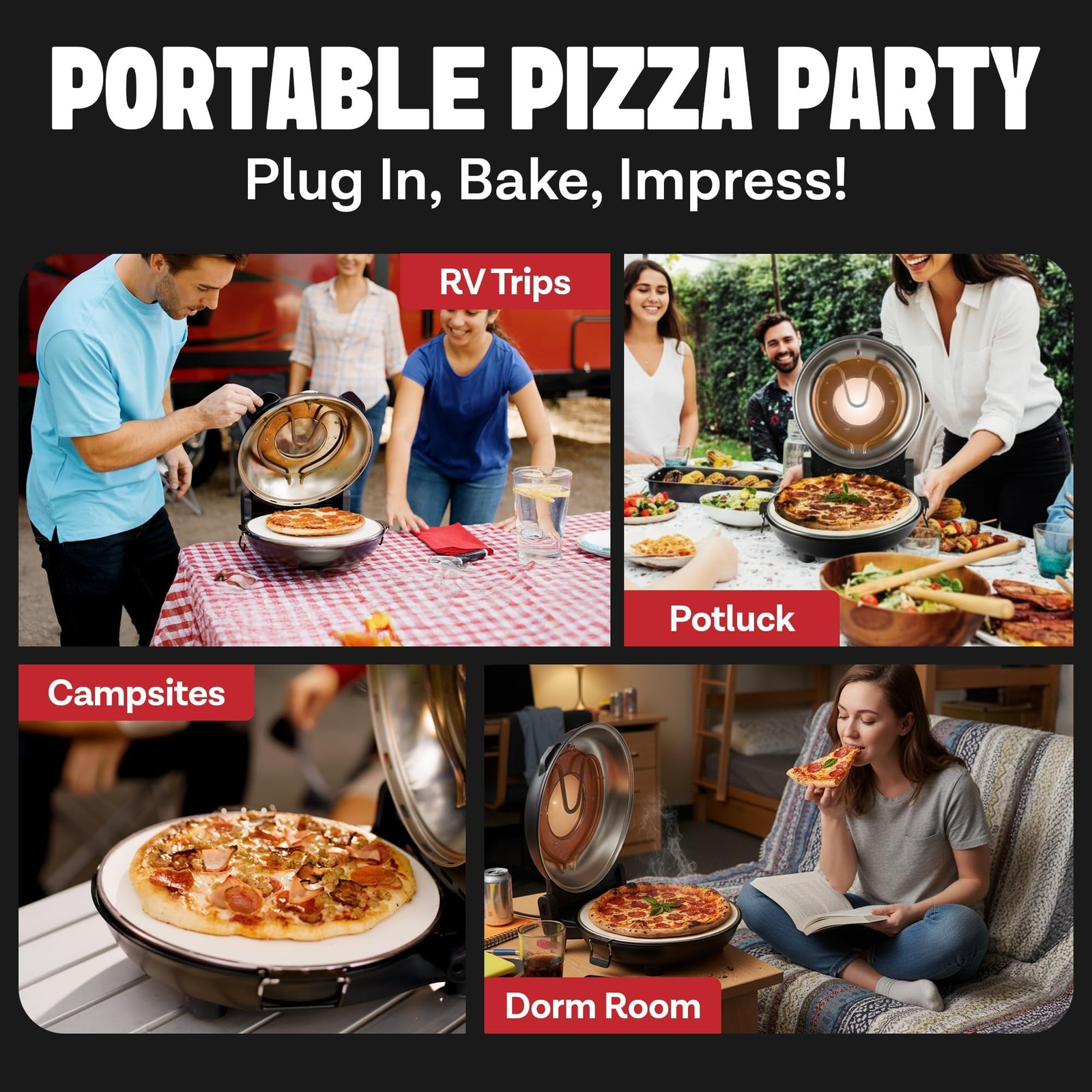 XL 14 Inch Extra Large Crispy Crust Pizza Oven – Family Sized Electric Pizza Ove