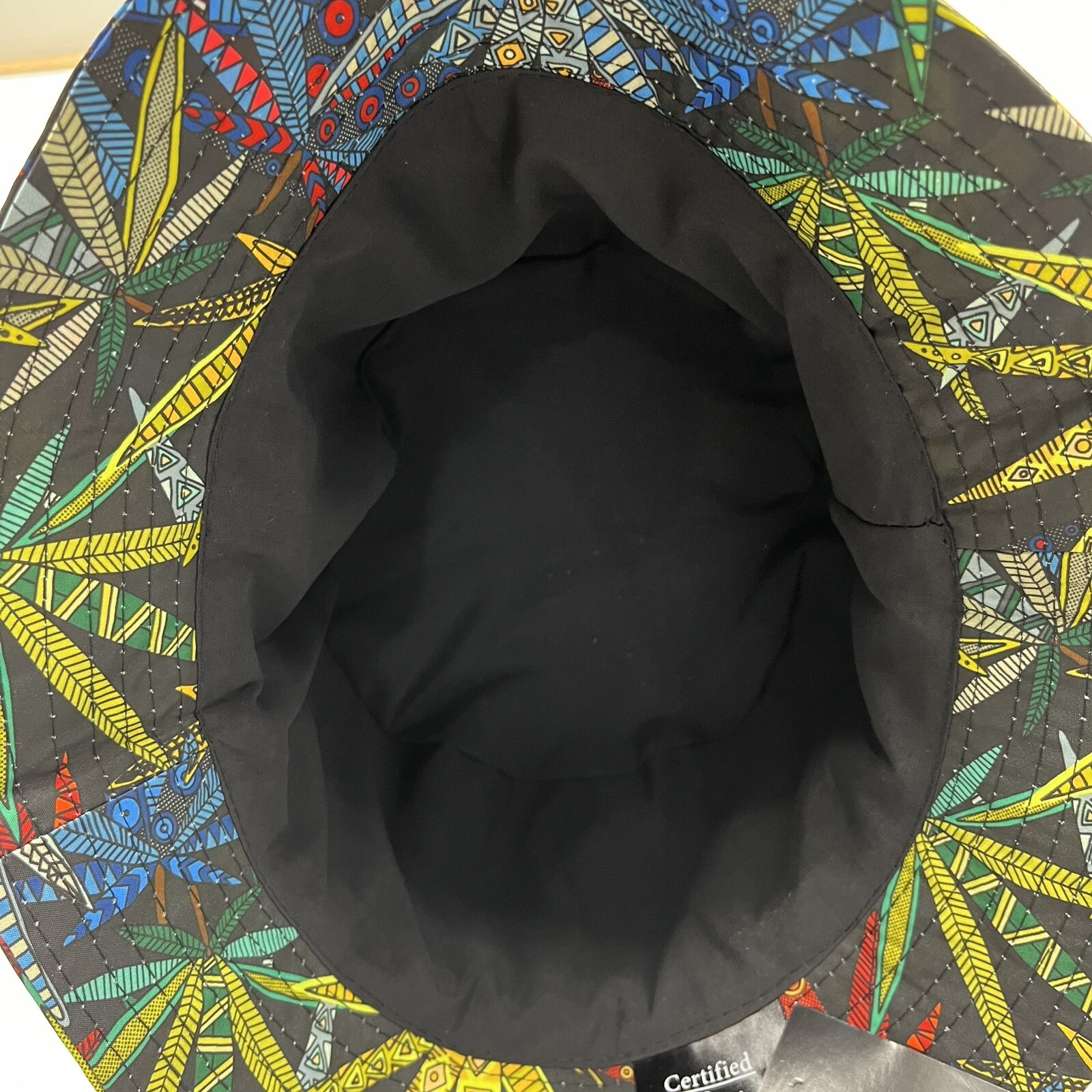 Black Multicolor Hemp Leaf All-Over Pattern Bucket Hat Unisex One Size Fits Most
