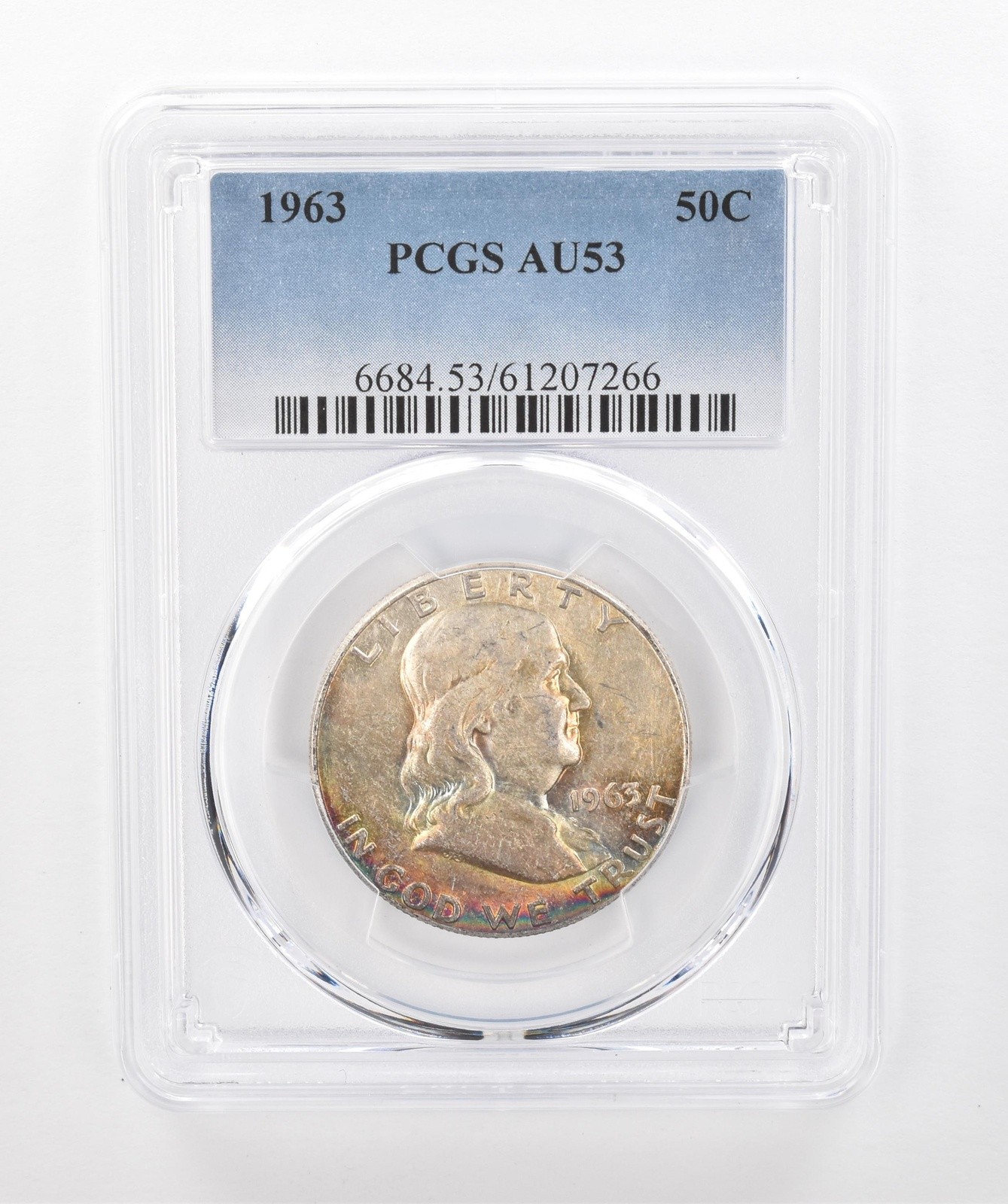 1963 Franklin Half Dollar AU53 PCGS Beautiful Tone *1457