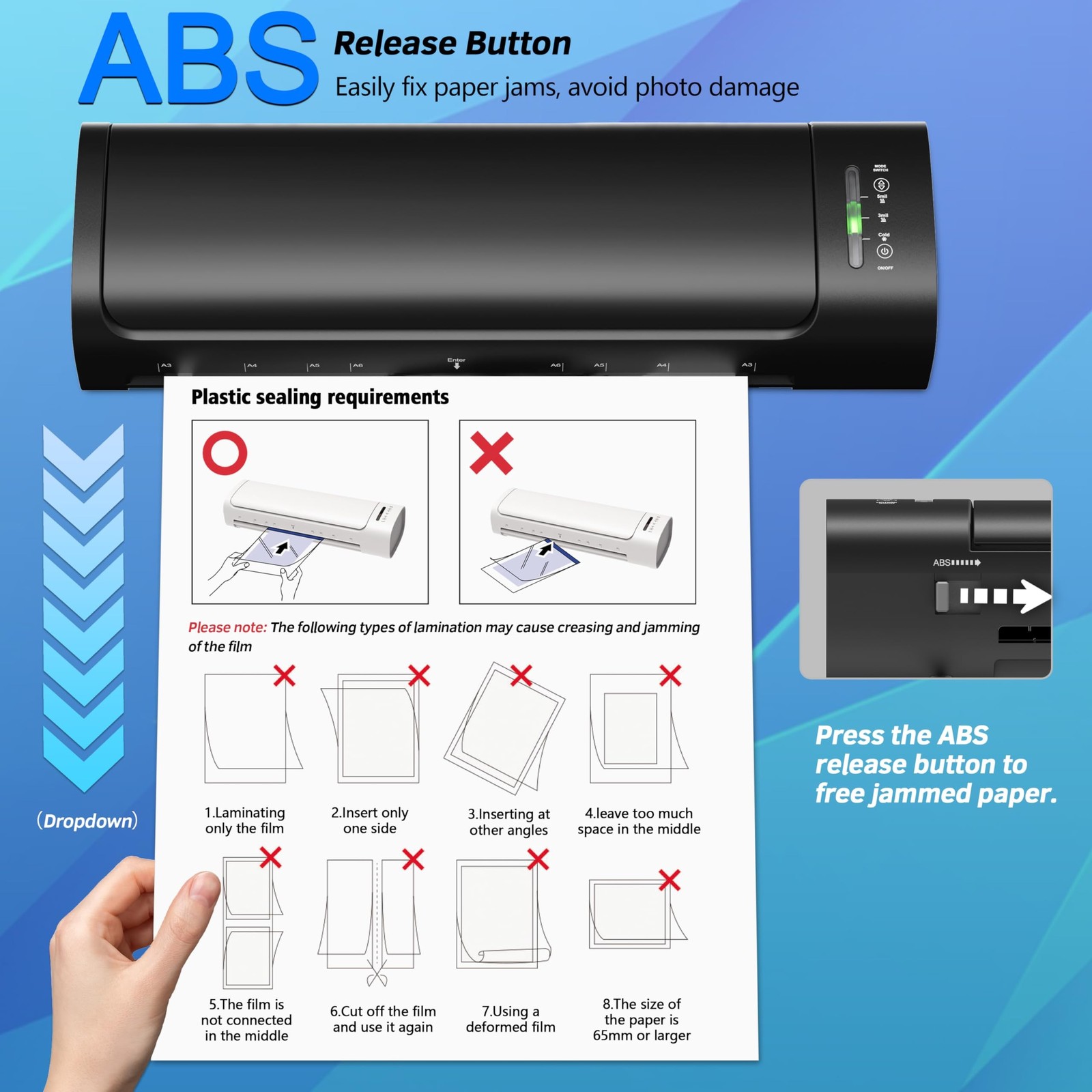 13 Inch Laminator Machine with 30 Laminating Sheets, A3 11-in-1 Hot & Cold Th...
