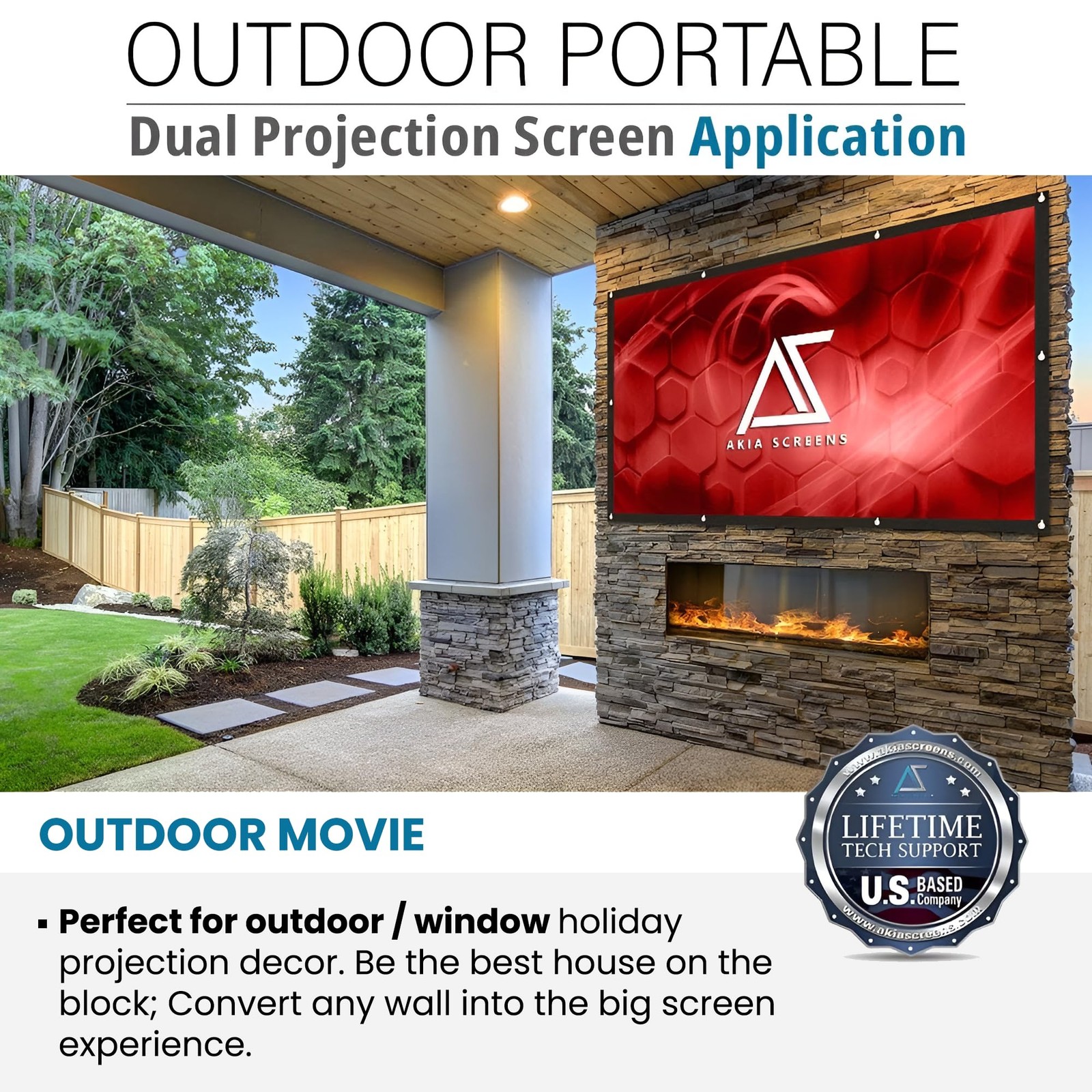 120" Dual Projection Projector Screen, 16:9 Front & Rear, Portable Foldable A...