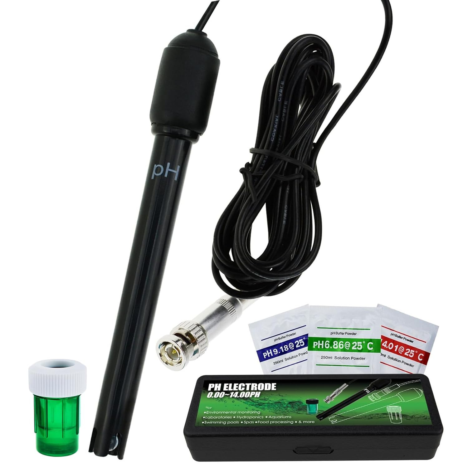 Long Body Ph Electrode with BNC Socket Probe 300Cm Cable 0-14Ph for Ph Meter, Ph