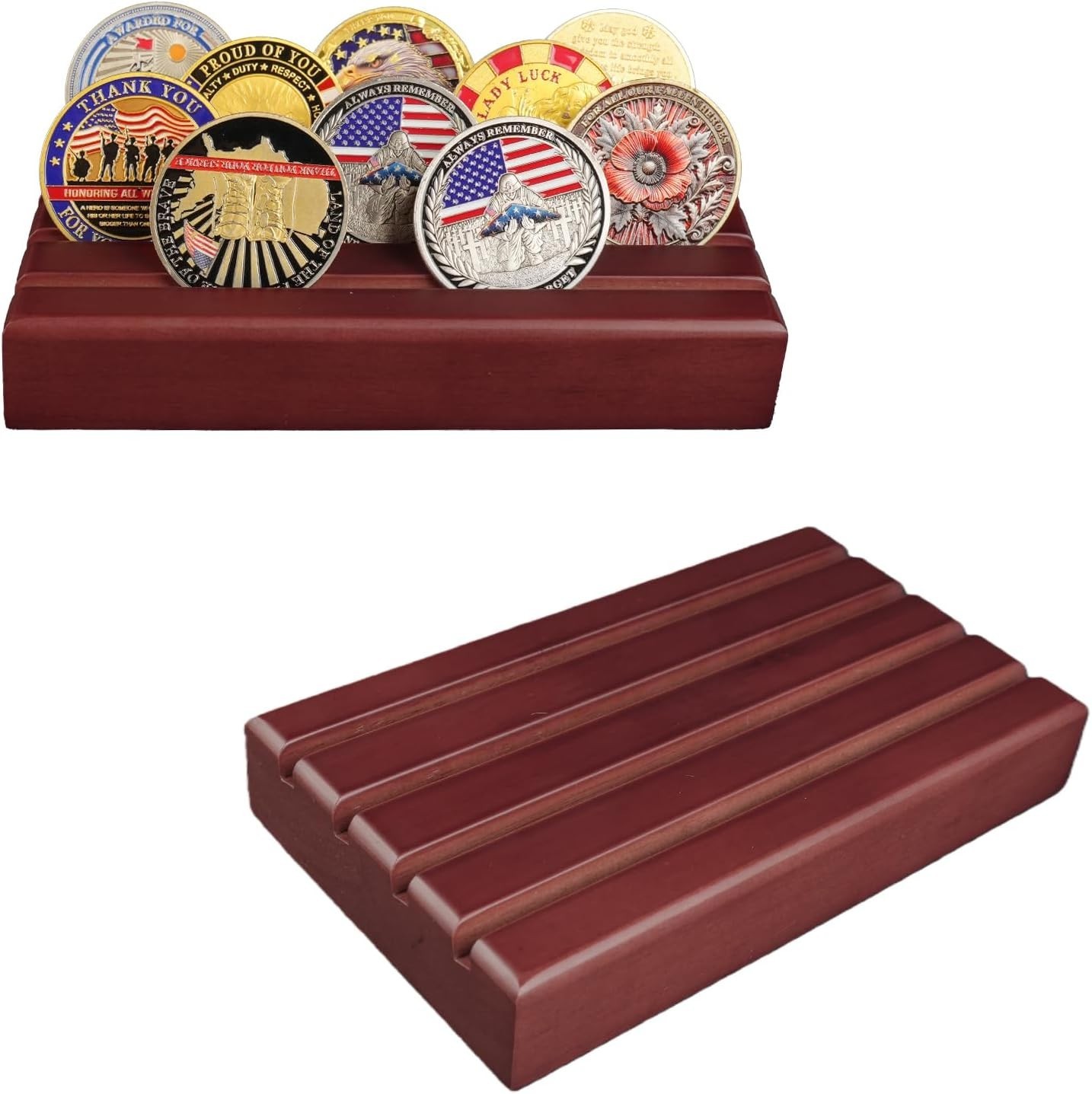 Small Military Challenge Coins Display Holder Solid Wood Challenge Coin Stand...