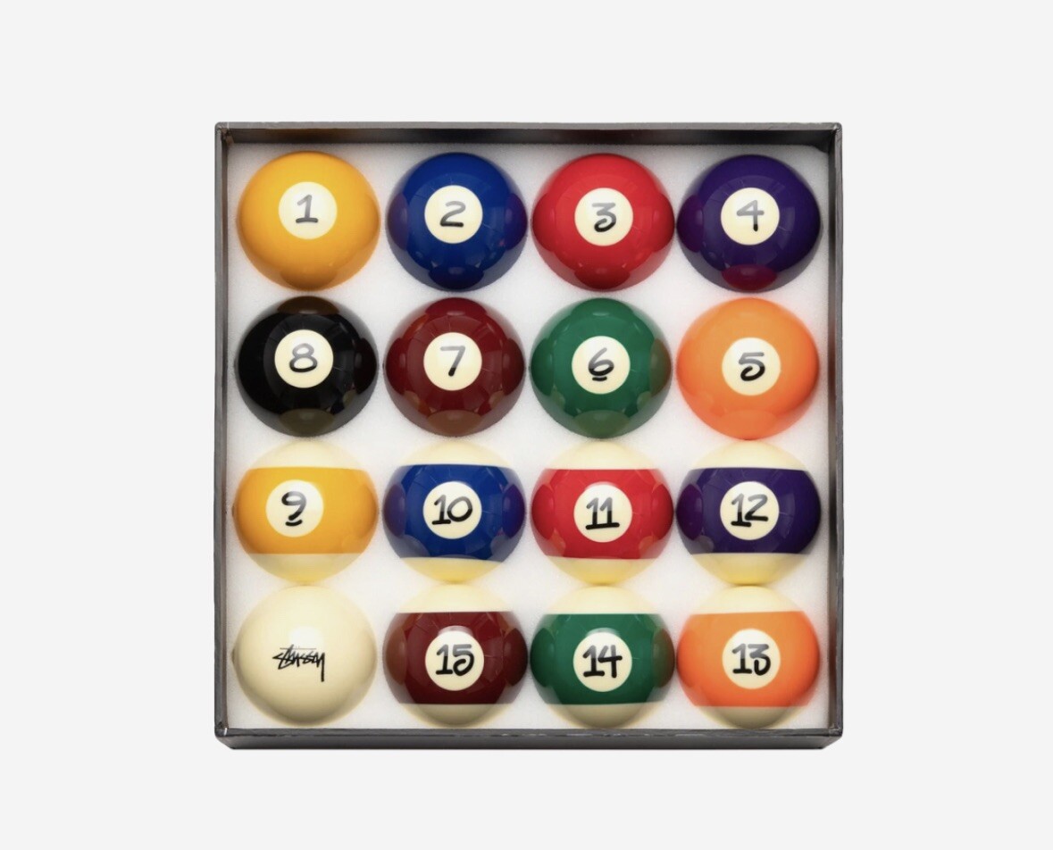 New box of Stussy Billiard Ball Set.