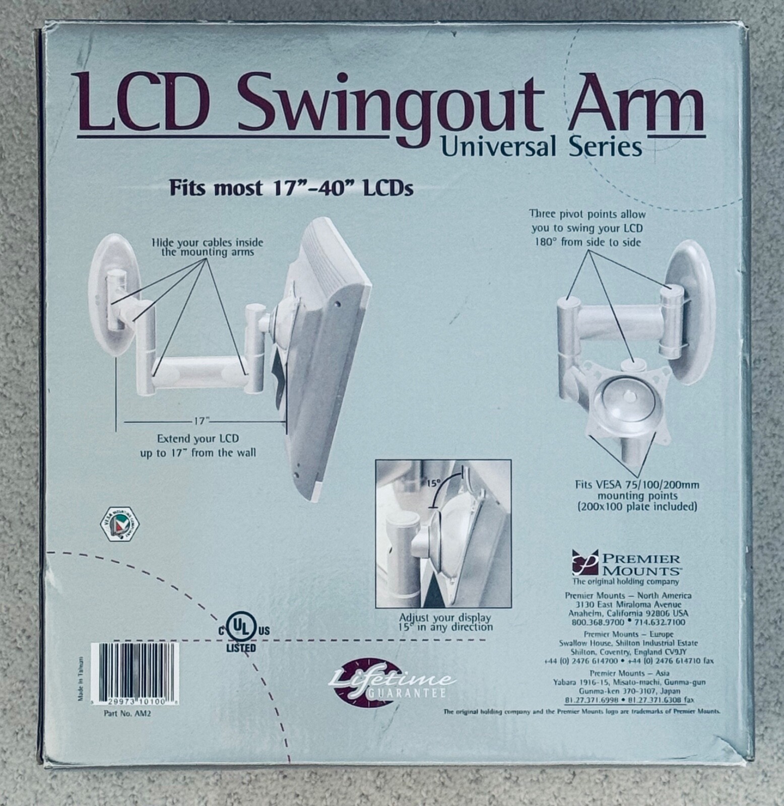 Premier LCD Swingout Arm Universal Series AM2, TV WALL MOUNT