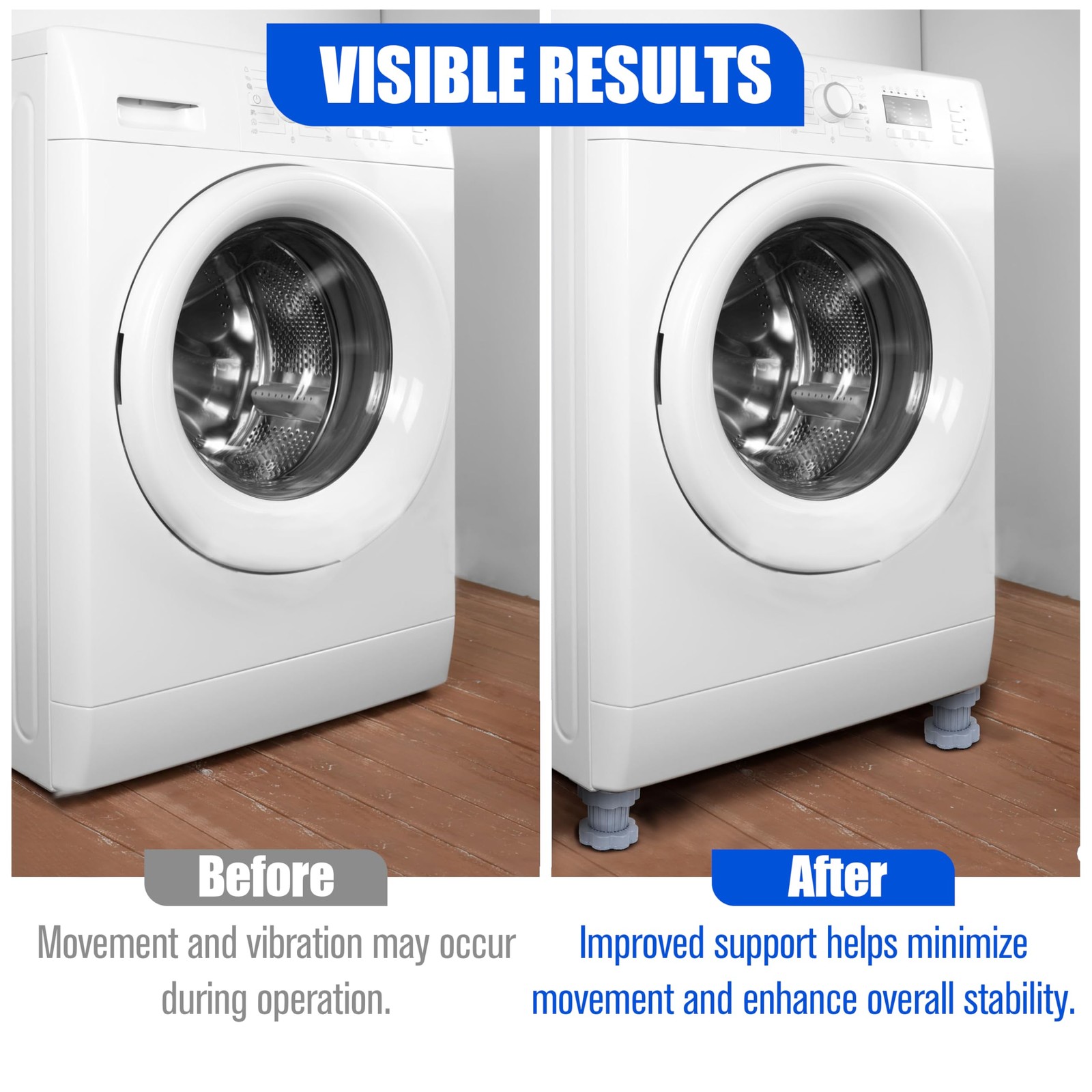 4 Pack Anti Vibration Pads for Washers - Universal Heightening Riser Pad for ...