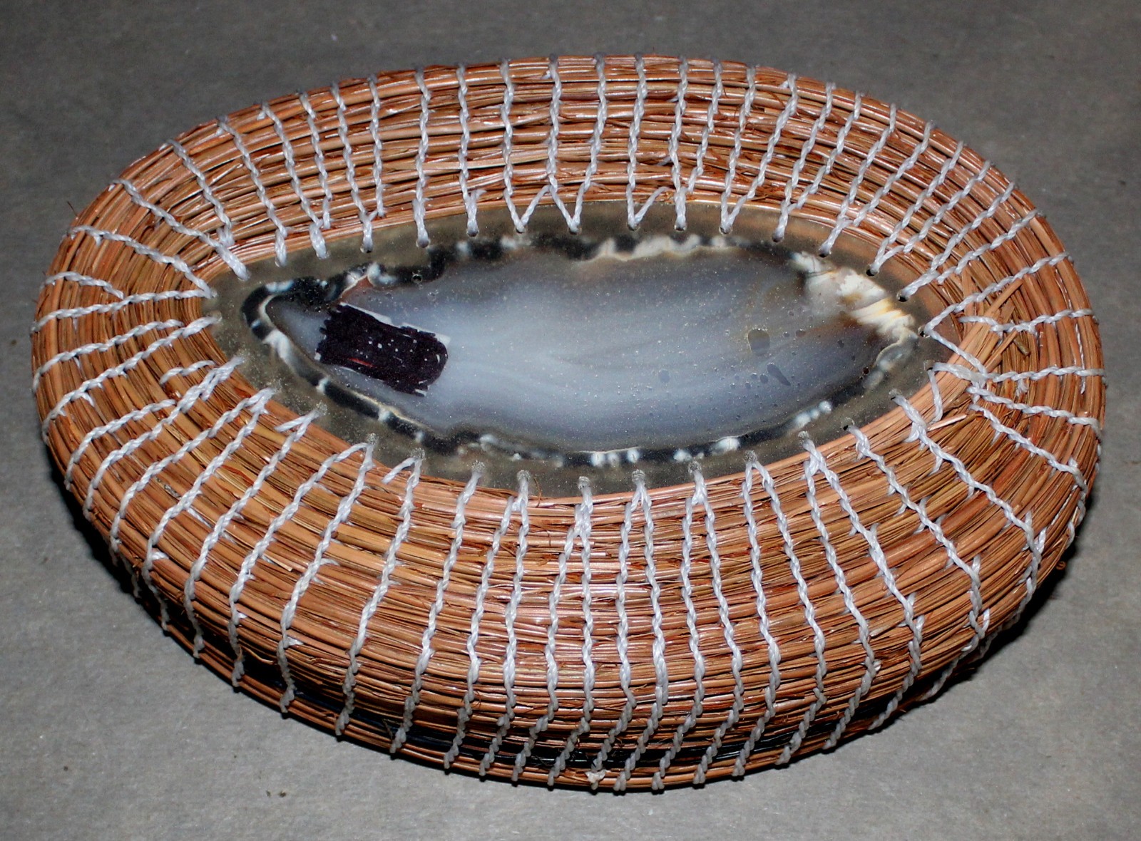 Pine Needle Art Piece Basket Agate