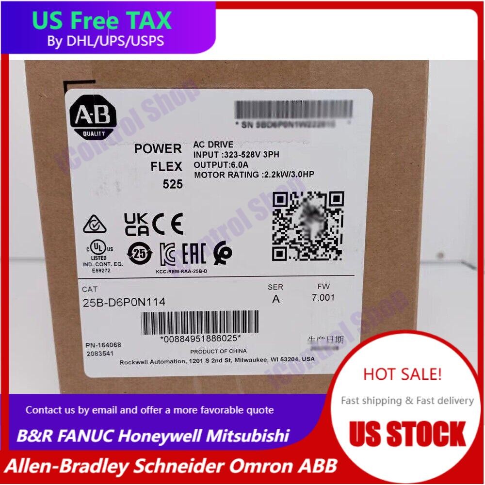New Factory Sealed AB25B-D6P0N114 PowerFlex 525 AC Drive 25BD6P0N114 USA！