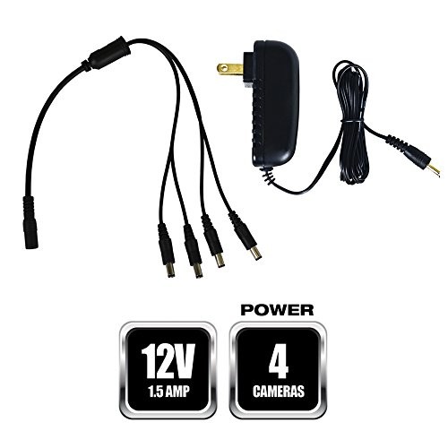 Night Owl Security Camera Power Adapter with 4-Way Splitter black