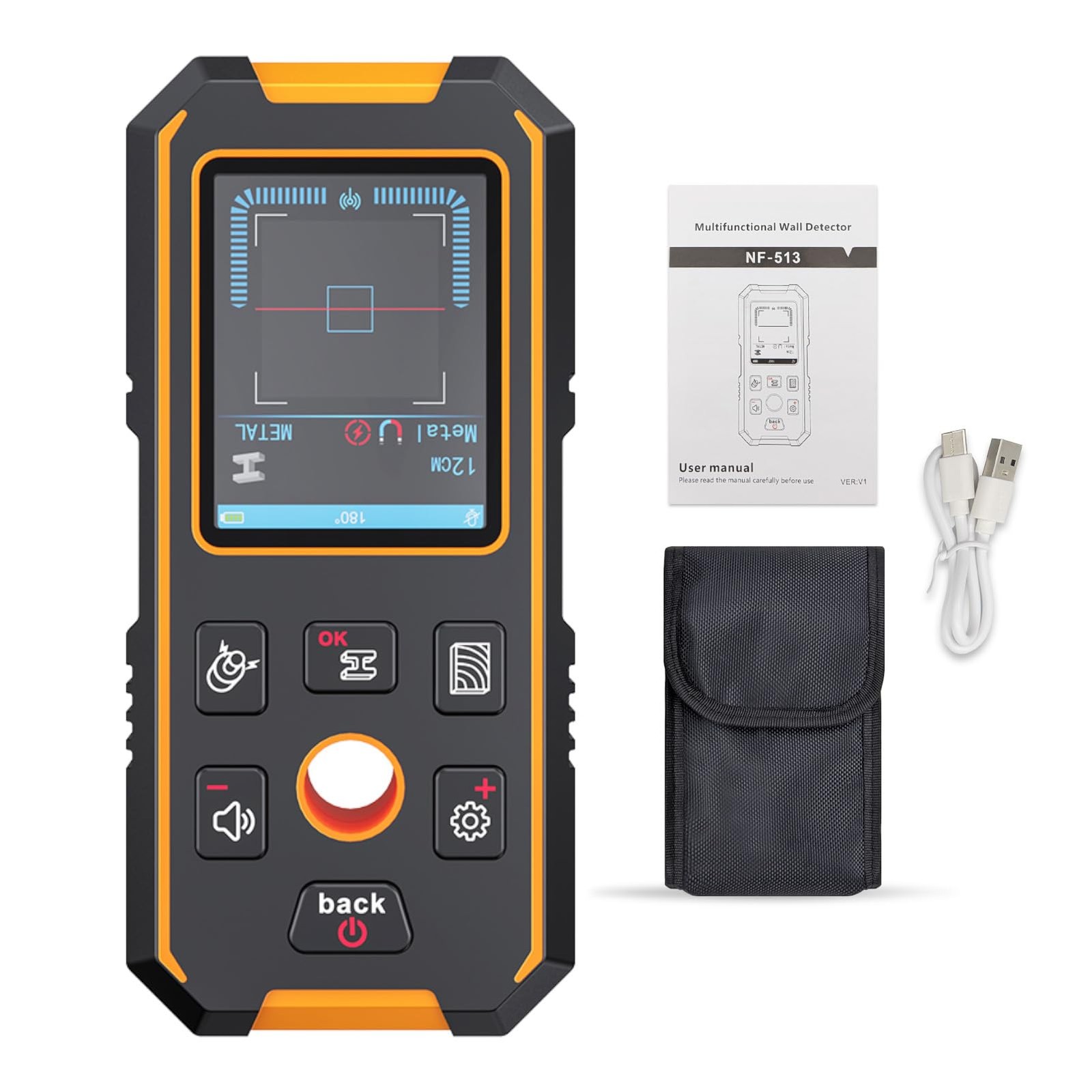 Stud Finder Wall Scanner with Modes for Metal, Wood and AC Wire, HD LCD Displ...