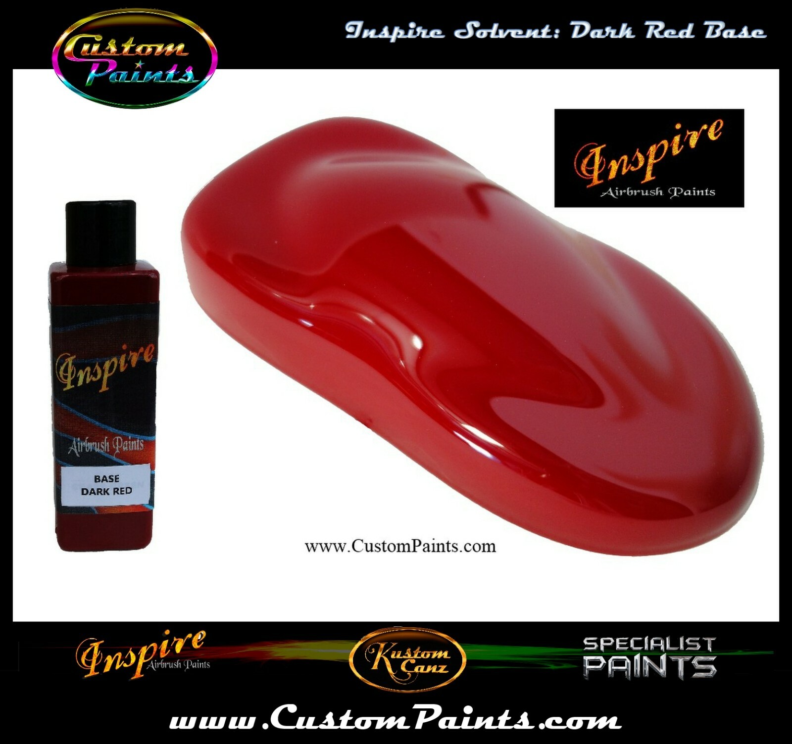 INSPIRE DARK RED BASE AIRBRUSH 4oz (SOLVENT), CUSTOM PAINT, HOK, ARTIST, HOT ROD