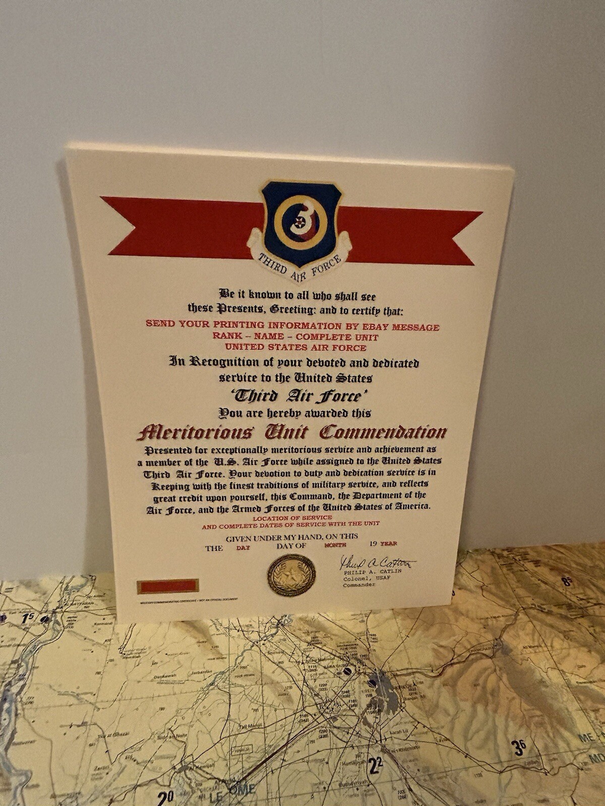 U.S. AIR FORCE / 3RD AIR FORCE - MERITORIOUS UNIT COMMENDATION CERTIFICATE