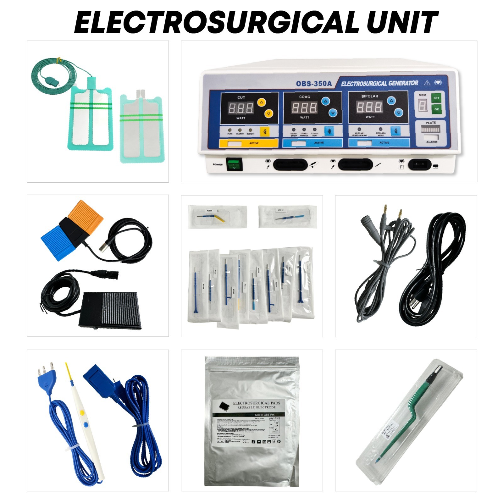 Electrosurgical Generator 350W Versatile Multi Function Unit with Accessories