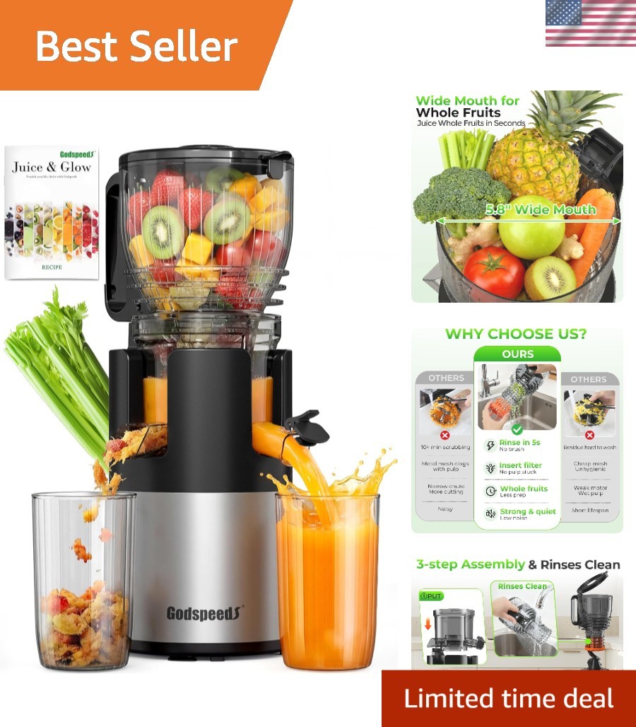 Effortless High Juice Yield Juicer - 5.8" Chute for Whole Fruits & Veggies