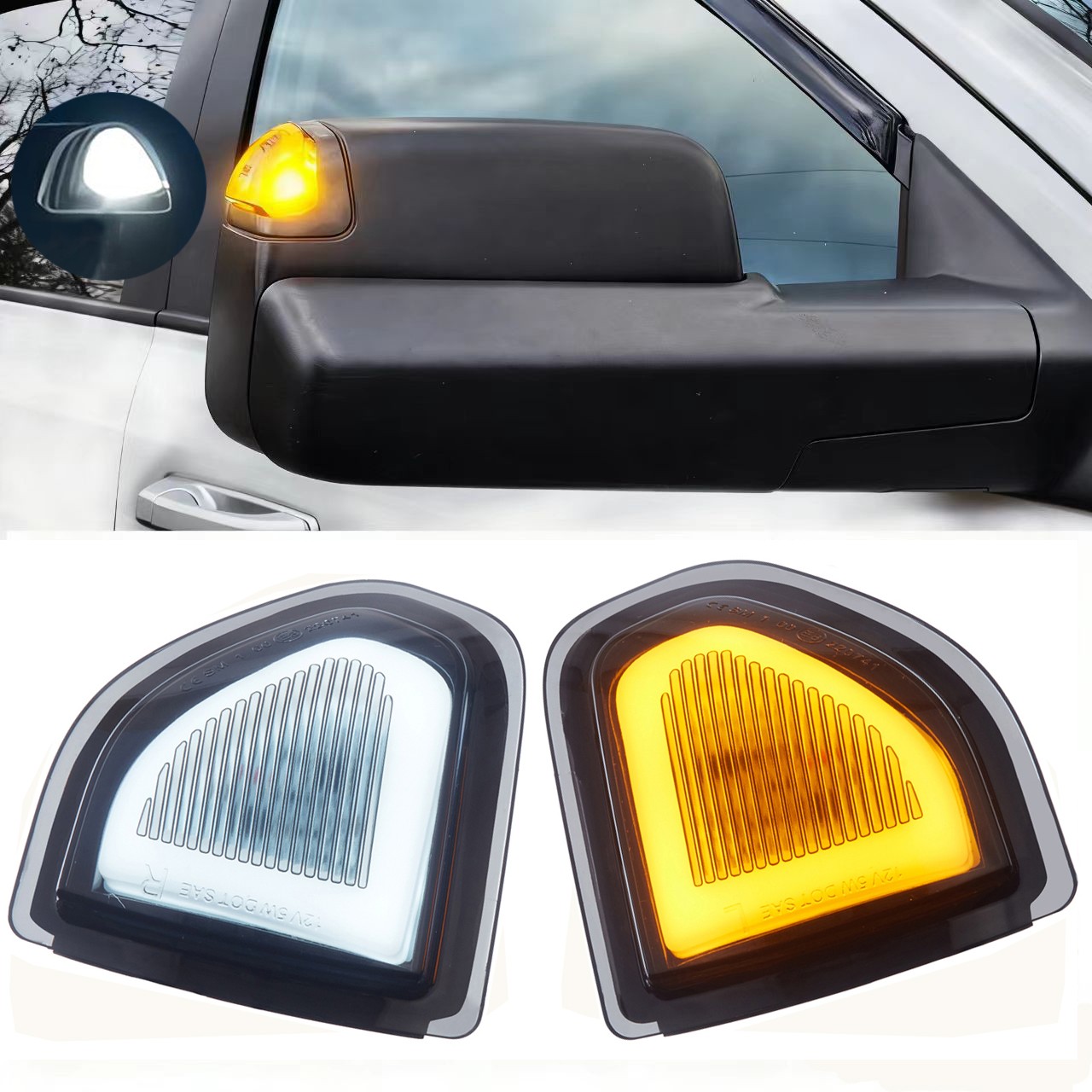 LED Side Towing Mirror Turn Signal Lights 2019-2023 For Dodge Ram 1500 2500 3500