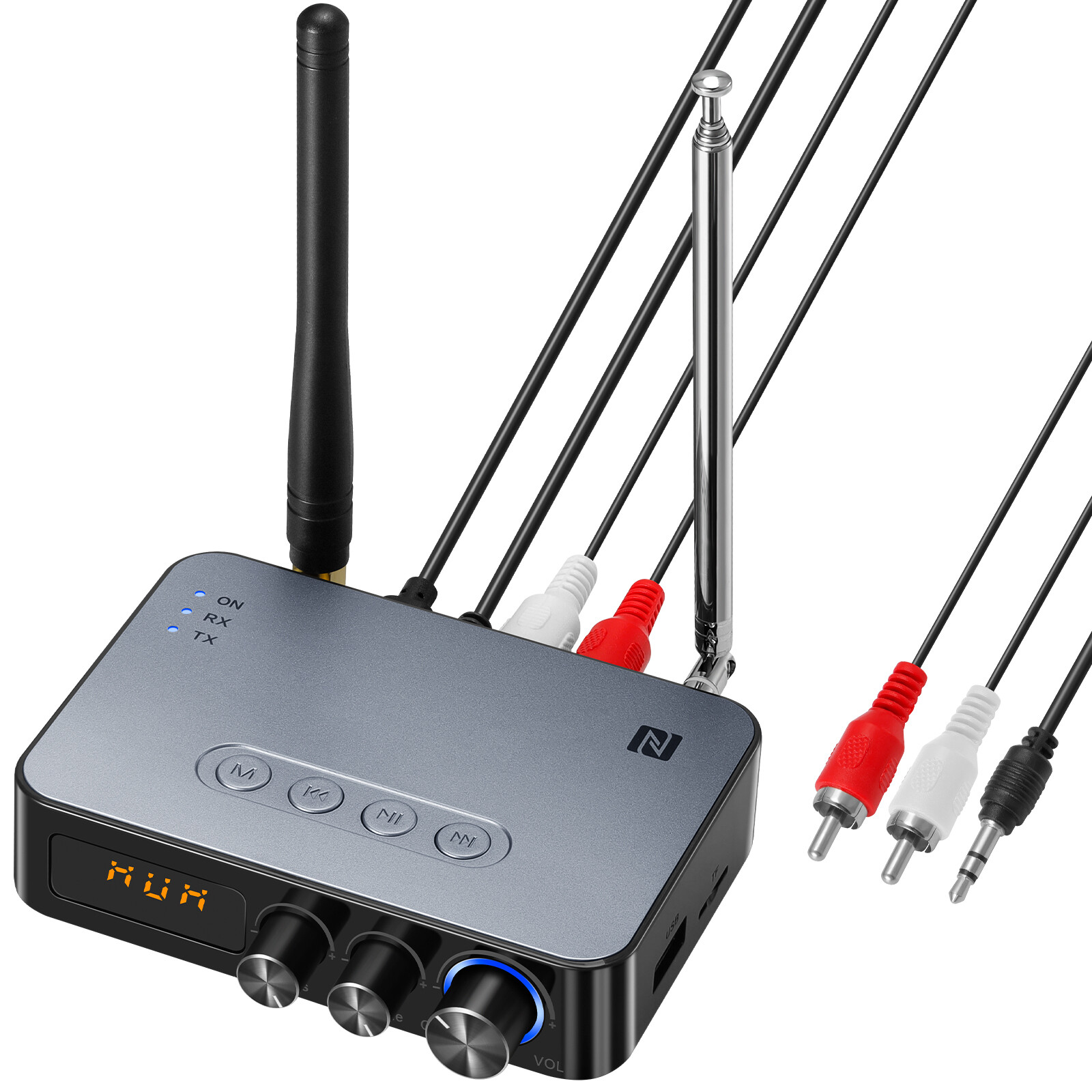 98ft Long Range 5.1 Bluetooth Audio Transmitter Receiver NFC Cordless Adapter