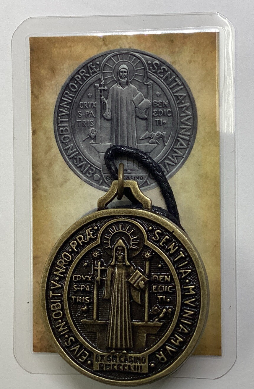 St Benedict Medal Old Gold Finish 1.75”, San Benito Medalla Protection Favors