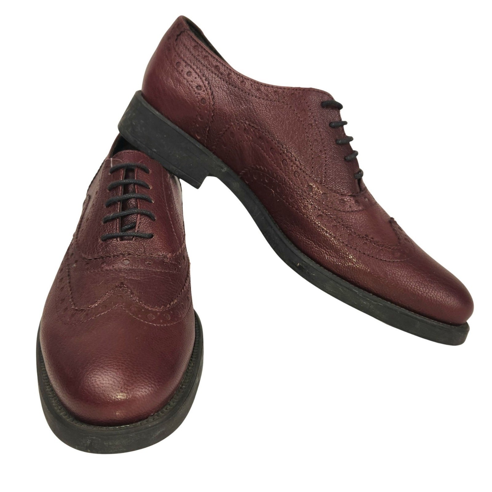 Boemos Women's Wingtip Oxford Shoes Burgundy Leather Size 7 Italy