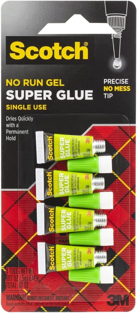 Scotch Super Glue Gel, 4-Pack of Single-Use Tubes, .017 oz Each (AD119)