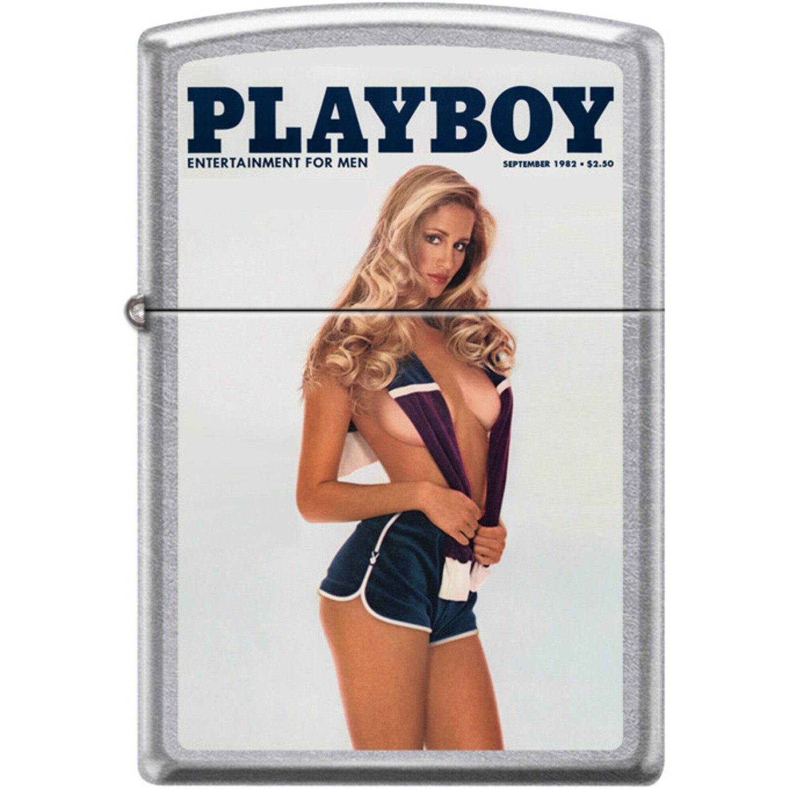 Zippo Windproof Pocket Lighter Playboy September 1982 Street Chrome Metal XC536