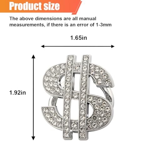 Bling Dollar Car Push Start Button Cover with Rhinestone, Anti-Scratch White