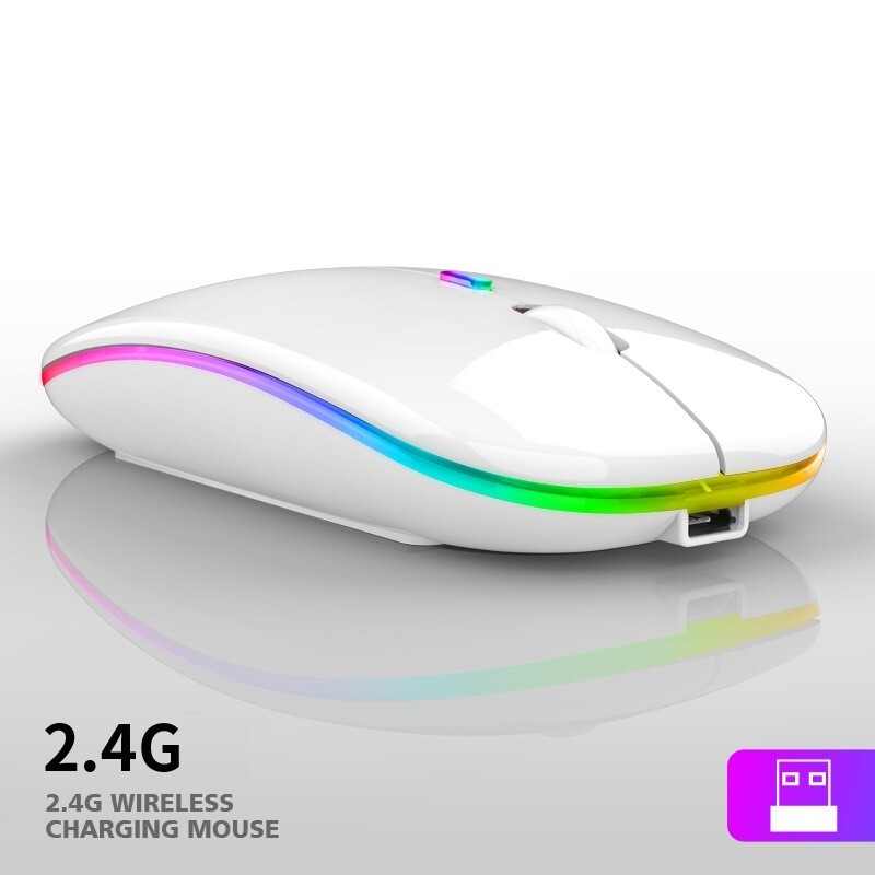 2.4GHz Bluetooth Wireless Optical Mouse USB Rechargeable RGB Mice for PC Laptop