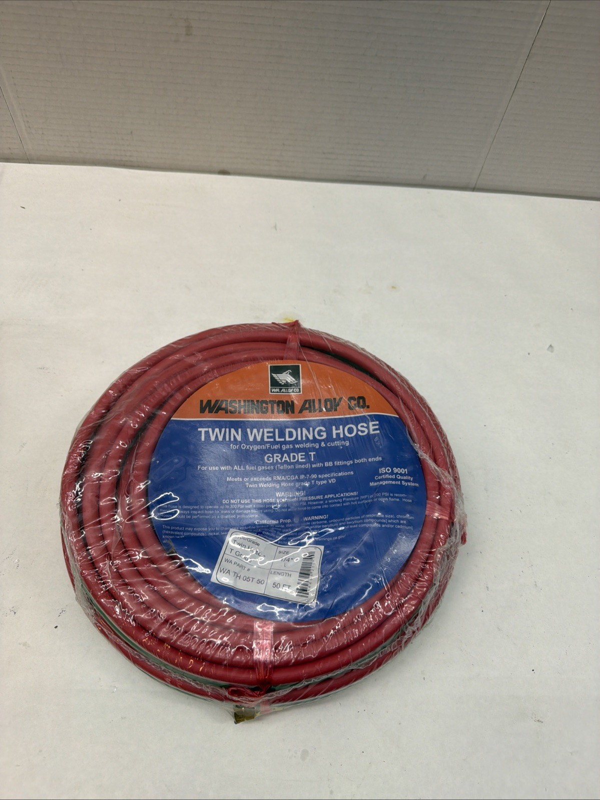 Washington Alloy Twin Welding Hose Grade R 1/4" x 50ft WA TH 05T 50 Red/Green