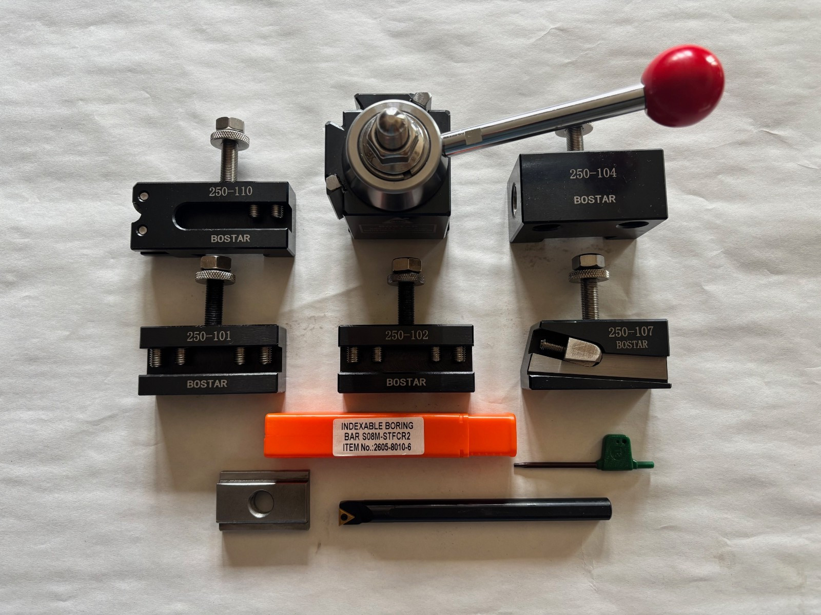 8pc WEDGE TYPE AXA QUICK CHANGE TOOLPOST SET, BORING BAR, HARDINGE, CRAFTSMAN