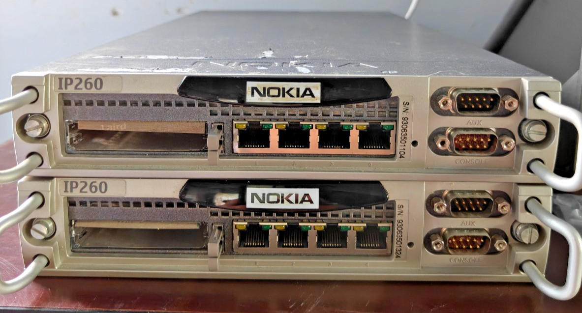 Lot of 2 Nokia IP260 Firewall Appliance Check Point VPN-1 - Powers On - As Is