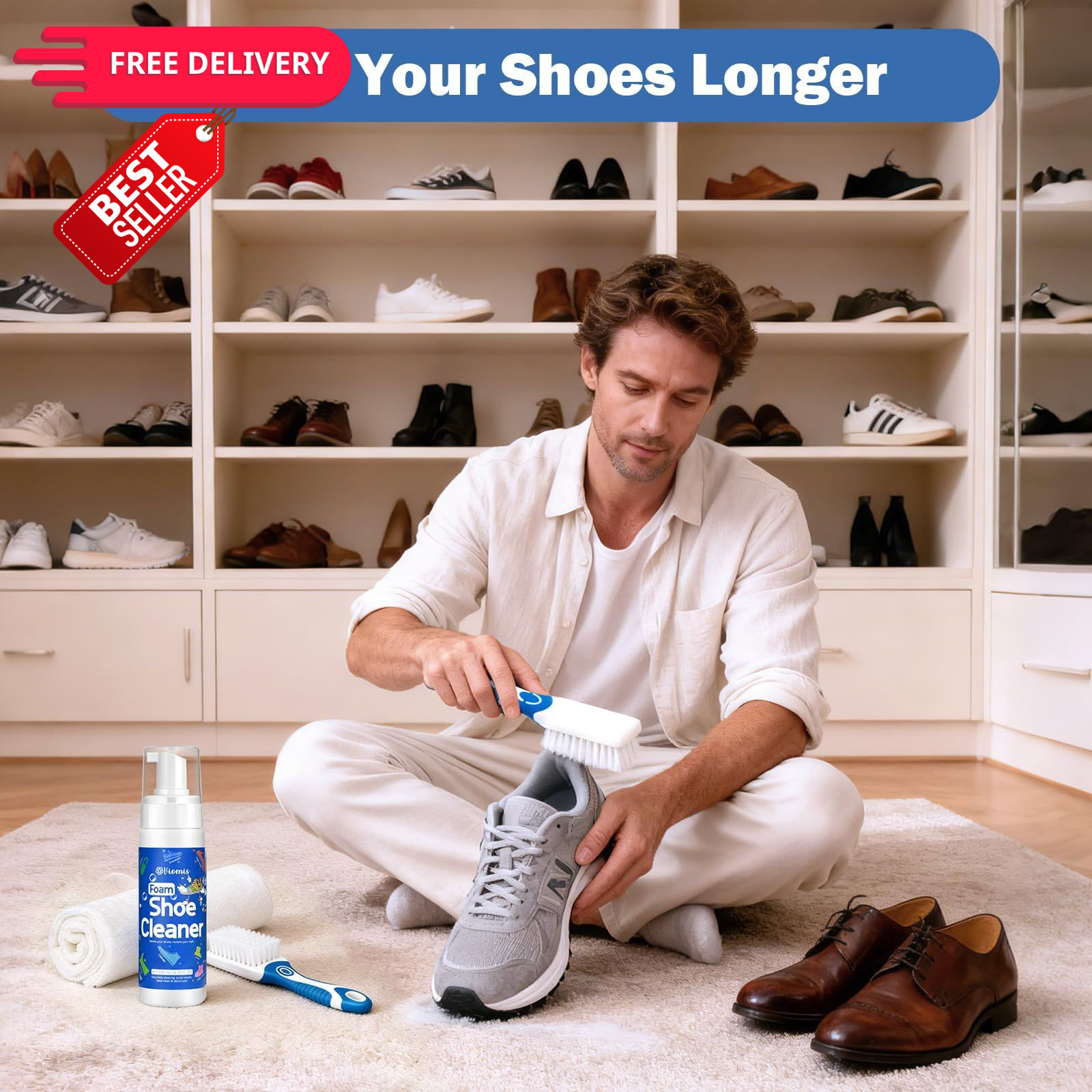 Viomis Shoe Cleaner, 6.76oz Professional Foam Sneaker Cleaning 6.76oz, Clear